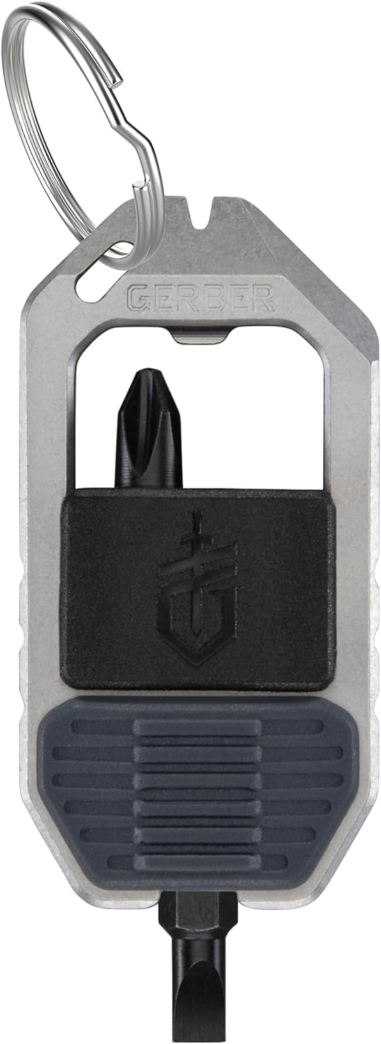 Gerber Gear Driver Keychain 5-in-1 Multitool, Clips to Pocket or Keychain with Pry Bar, Phillips and Flat Head Screwdriver Bits, and Bottle Opener, Lightweight EDC Gear for Everyday Carry, Urban Blue