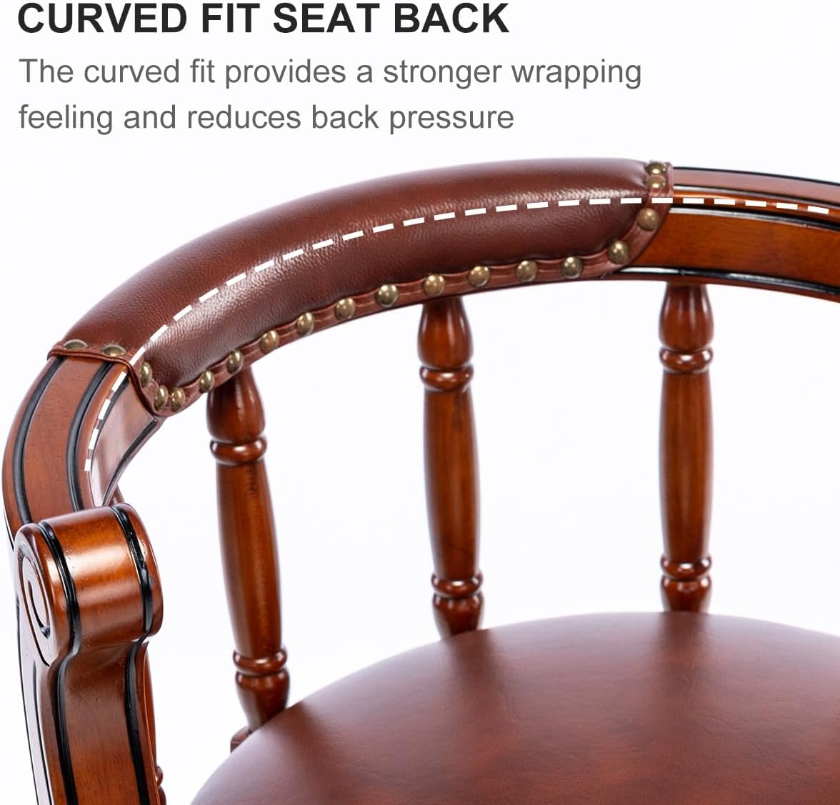 Cow top Leather Wooden Bar Stools, 360 Degree Swivel Bar Height Chair with Backs for Home Kitchen Counter, Morden Chair Barstools (Dark Blue 1pc, Counter Height-Seat Height 26”)