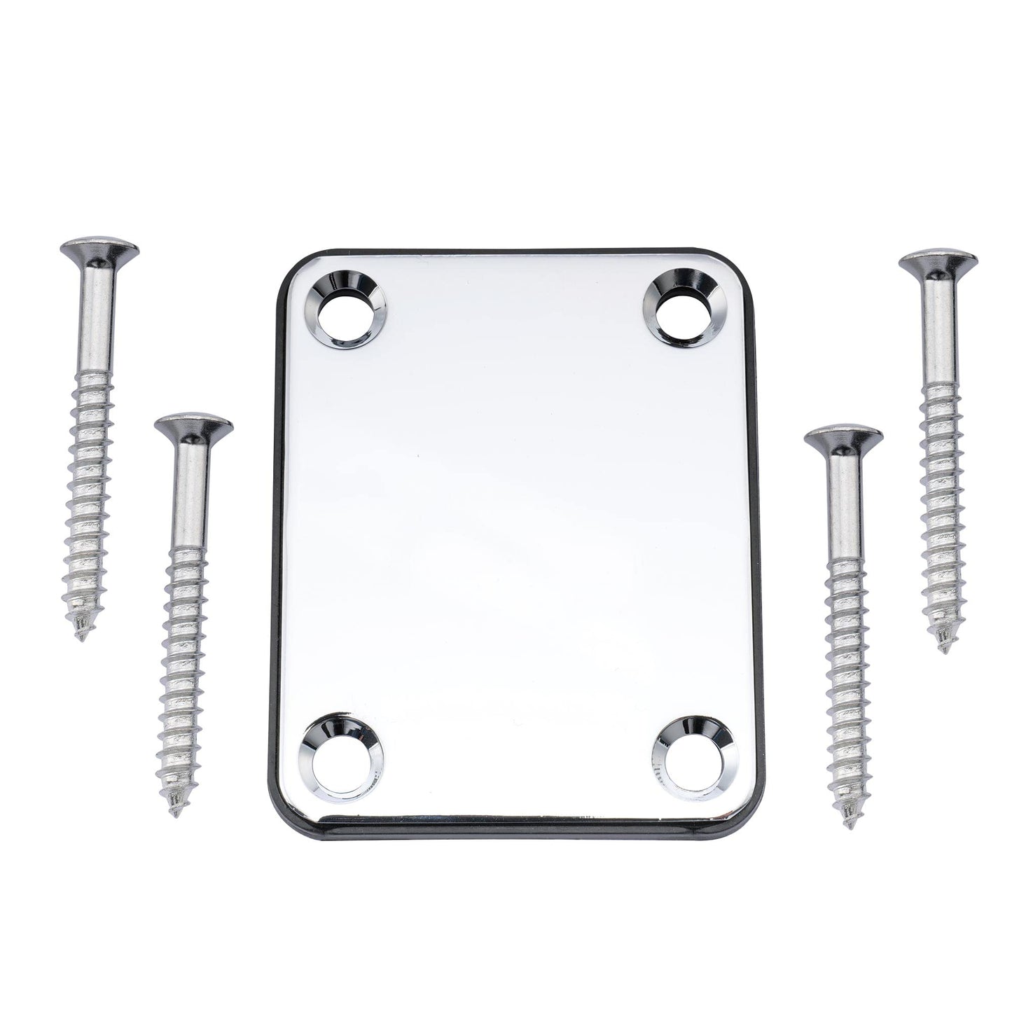 Musiclily 4 Holes Metal Guitar Neck Plate For Fender Strat Tele Electric Guitar Or Bass,Chrome