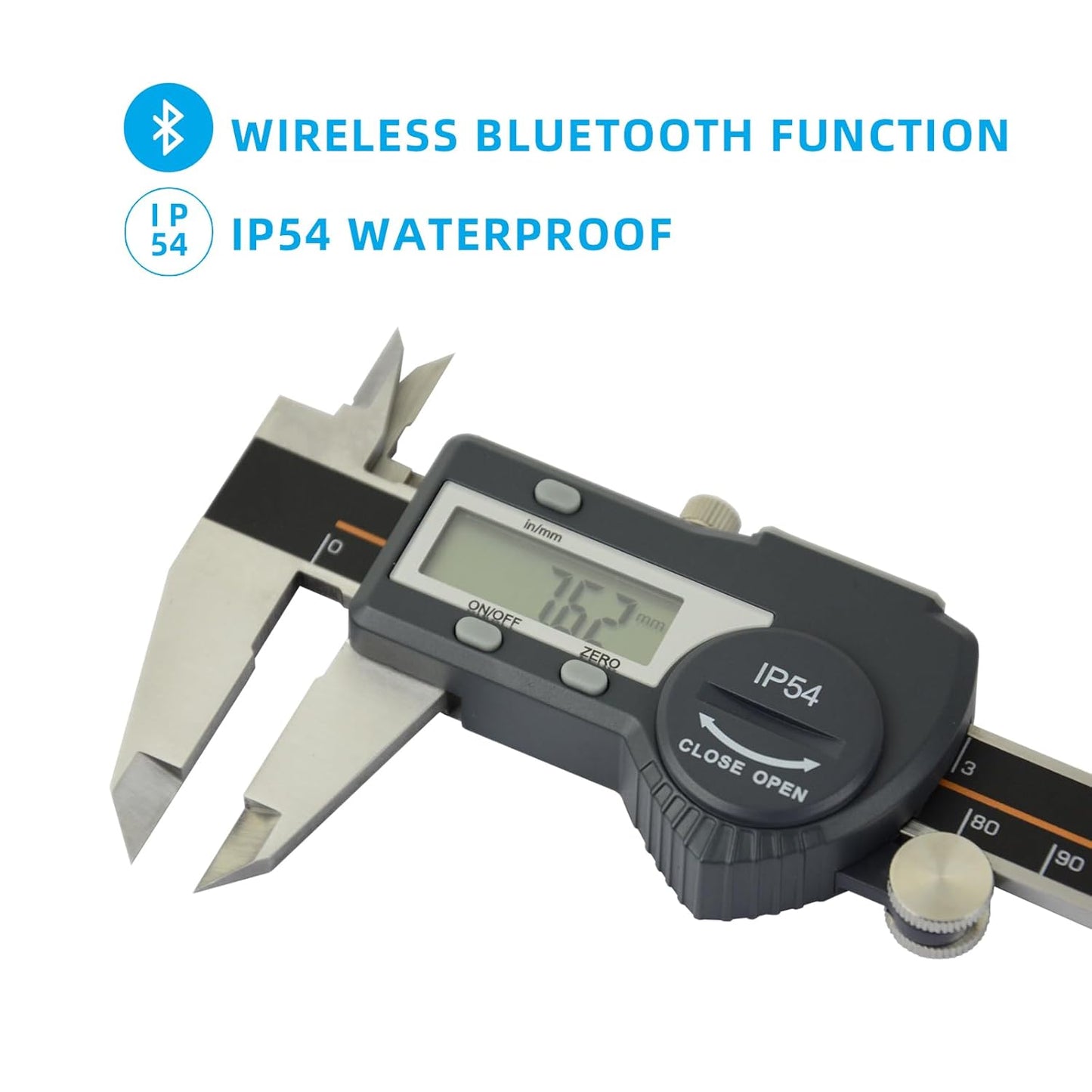 AICEY Digital Caliper Measuring Tool, IP54 Waterproof Stainless Steel Electronic Caliper with Large LCD Display Digital Micrometer, Available in 6in/150mm (ACE-KC15)