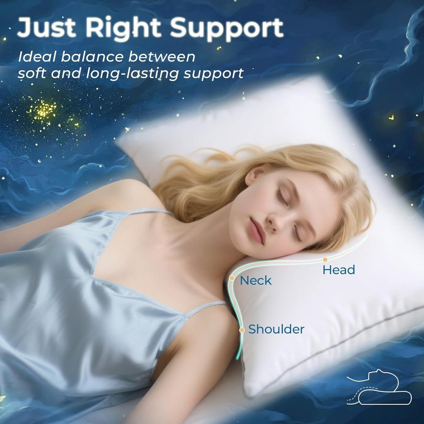 King Size Pillows Set of 2, Bed Pillows for Side, Back, and Stomach Sleepers - Oeko-Tex Certified Supportive down Alternative Plump Filling - Hotel Quality and Machine Washable, 2 Pack
