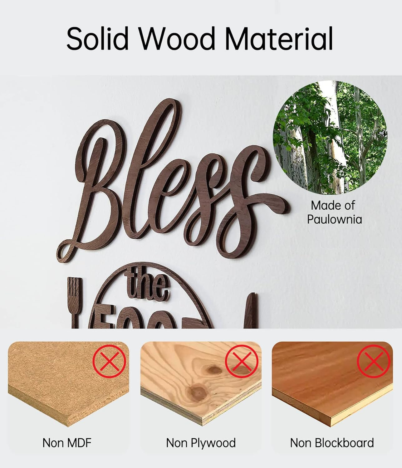 Wood Farmhouse Kitchen Wall Decor Decorations Dining Room Wall Decor Kitchen Signs Quotes Bless the Food Modern Farmhouse Style 129