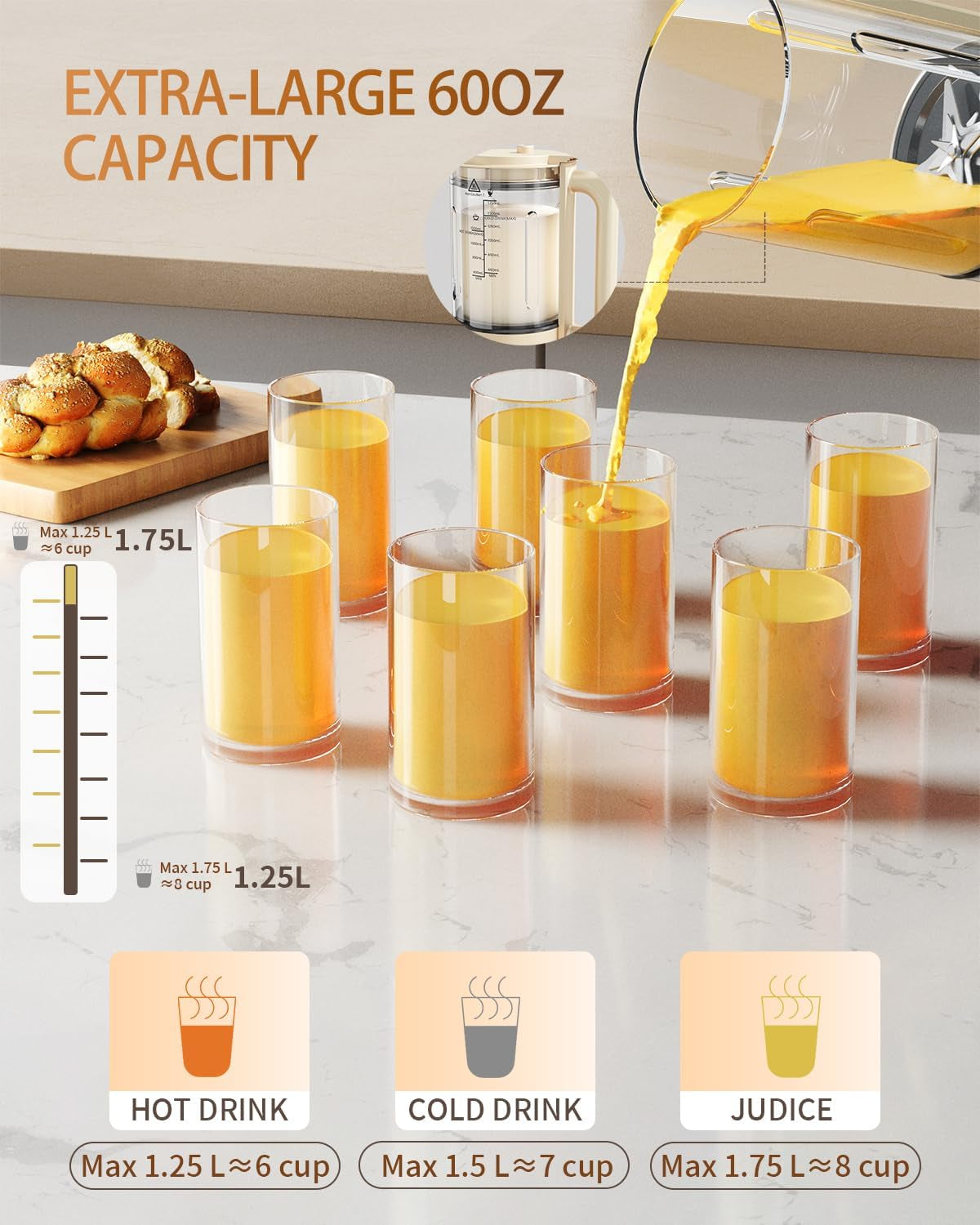 13-IN-1 Multifunctional Ultra Silent Cooking Blender with Soundproof Shield | 60Oz | 24H Preset & Kee Warm for 6 Hours| Makes Smoothie, Soy Almond Milk, Juice, Soup, Porridge, Boil, Tea, Jam Etc