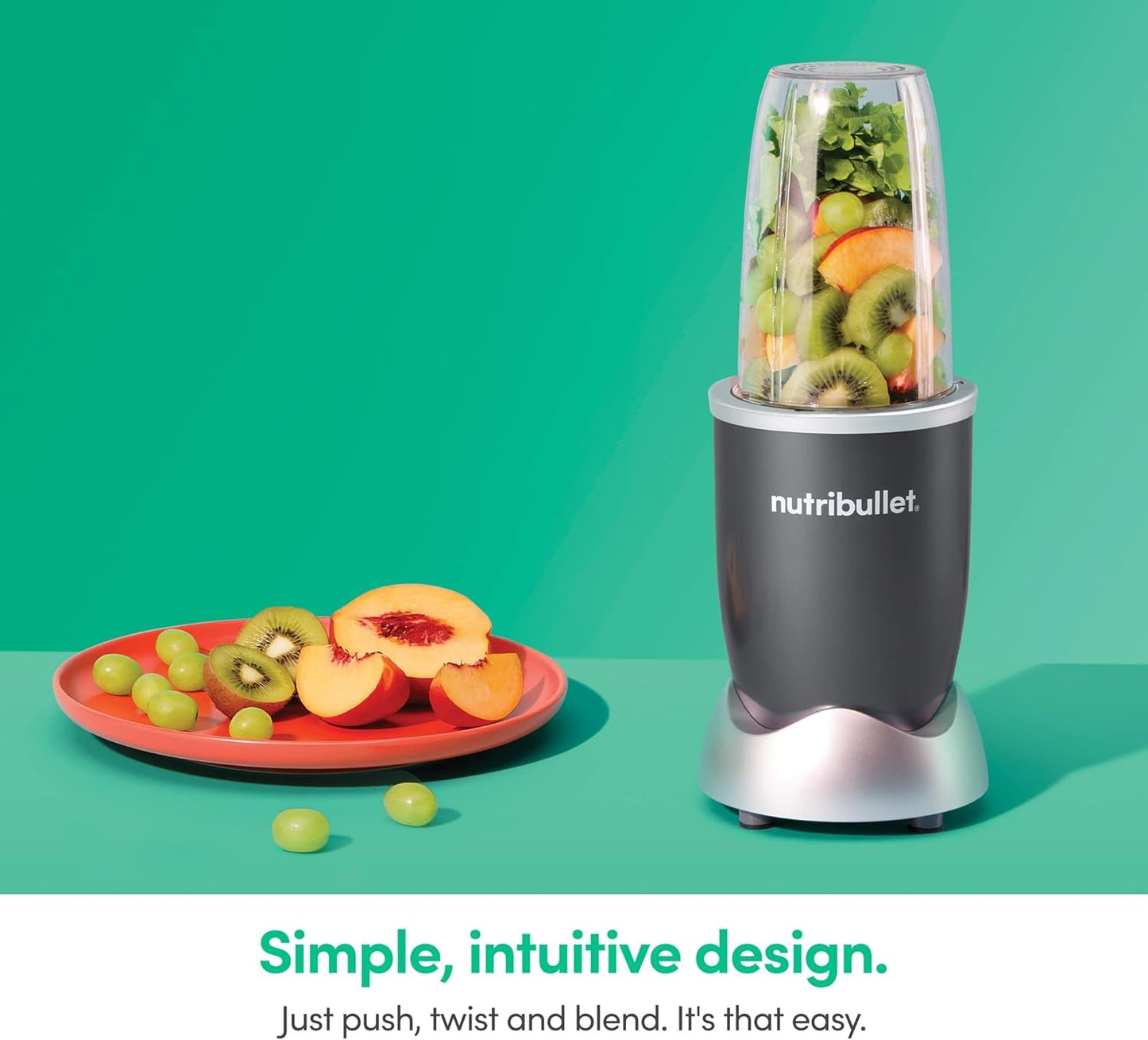 Personal Blender, Shakes, Smoothies, Food Prep, and Frozen Blending, 24 Ounces, 600 Watt, Gray, NBR-0601WM