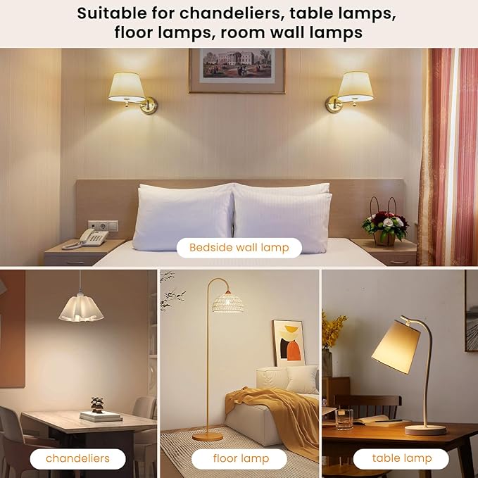 2Packs E12 Rechargeable Light Bulbs with Remote Control, 5W 350lm Magnetically Battery Operated Light Bulbs with 3 Color Temperature, Timer, Dimmer for Non-Hardwired Candle chandeliers Candelabra lamp