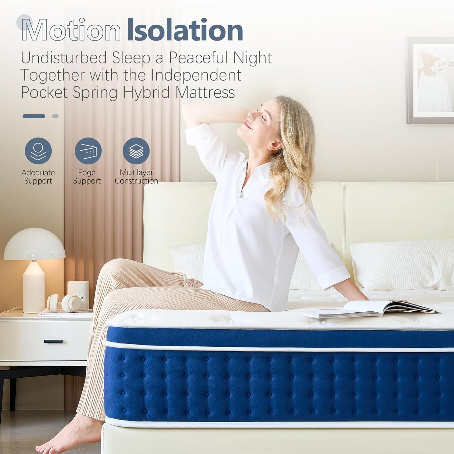 King Size Mattress, 12 Inch Hybrid King Mattress in a Box, Gel Memory Foam and Pocket Coils Innerpring Mattresses with Ergonomic Design, Cooler Sleep with Pressure Relief and Support, 76"*80"*12"