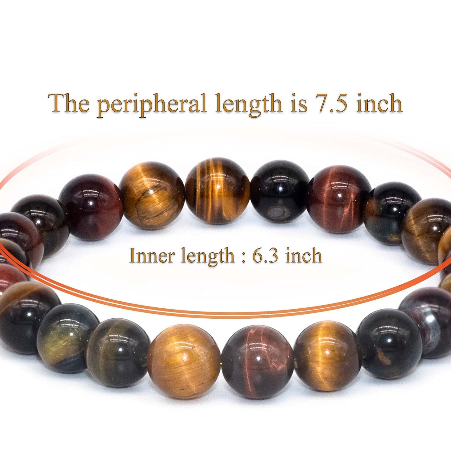 DAZCOLO 8mm Natural Gemstone Stretch Bracelet, Handmade Unisex Crystal Bracelets for Meditation, Yoga, Spiritual Healing & Positive Energy (Multicolor Tiger Eye)