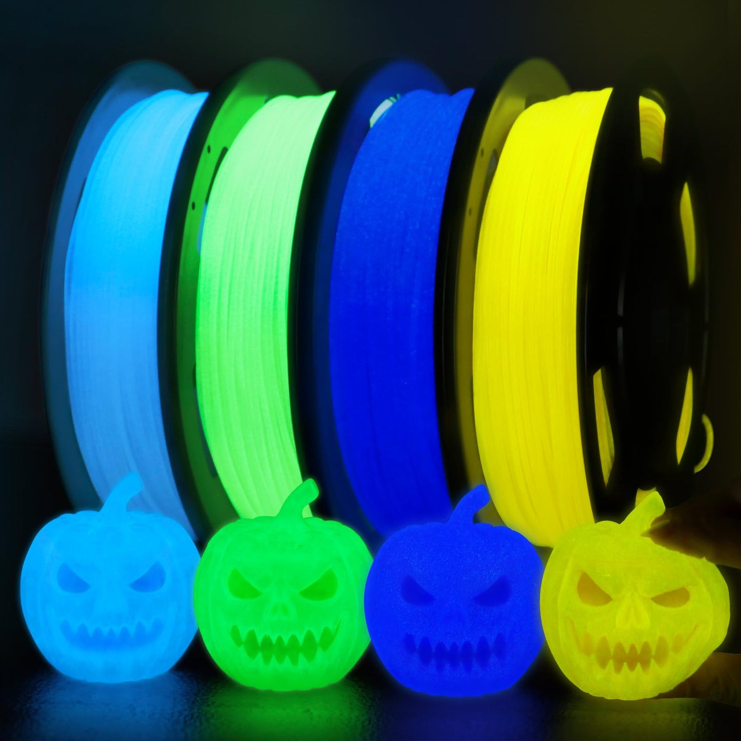 YOUSU 3D Printer Filament Bundle,Glow in The Dark Filament TPU 95A,Blue,Green,Yellow,Purple 250 * 4 Pack,1.75mm TPU Filament for