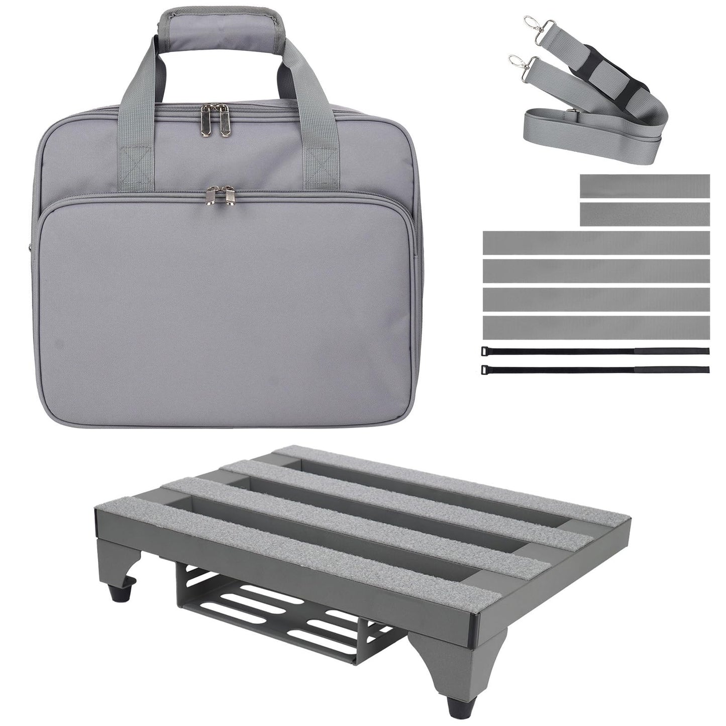 SOYAN 14 x 10.6 Aluminum Alloy Guitar Pedal Board with Power Supply Tray, Carry Bag & Mounting Tapes Included (Gray, APB-14GY)