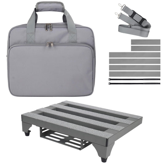 SOYAN 14 x 10.6 Aluminum Alloy Guitar Pedal Board with Power Supply Tray, Carry Bag & Mounting Tapes Included (Gray, APB-14GY)