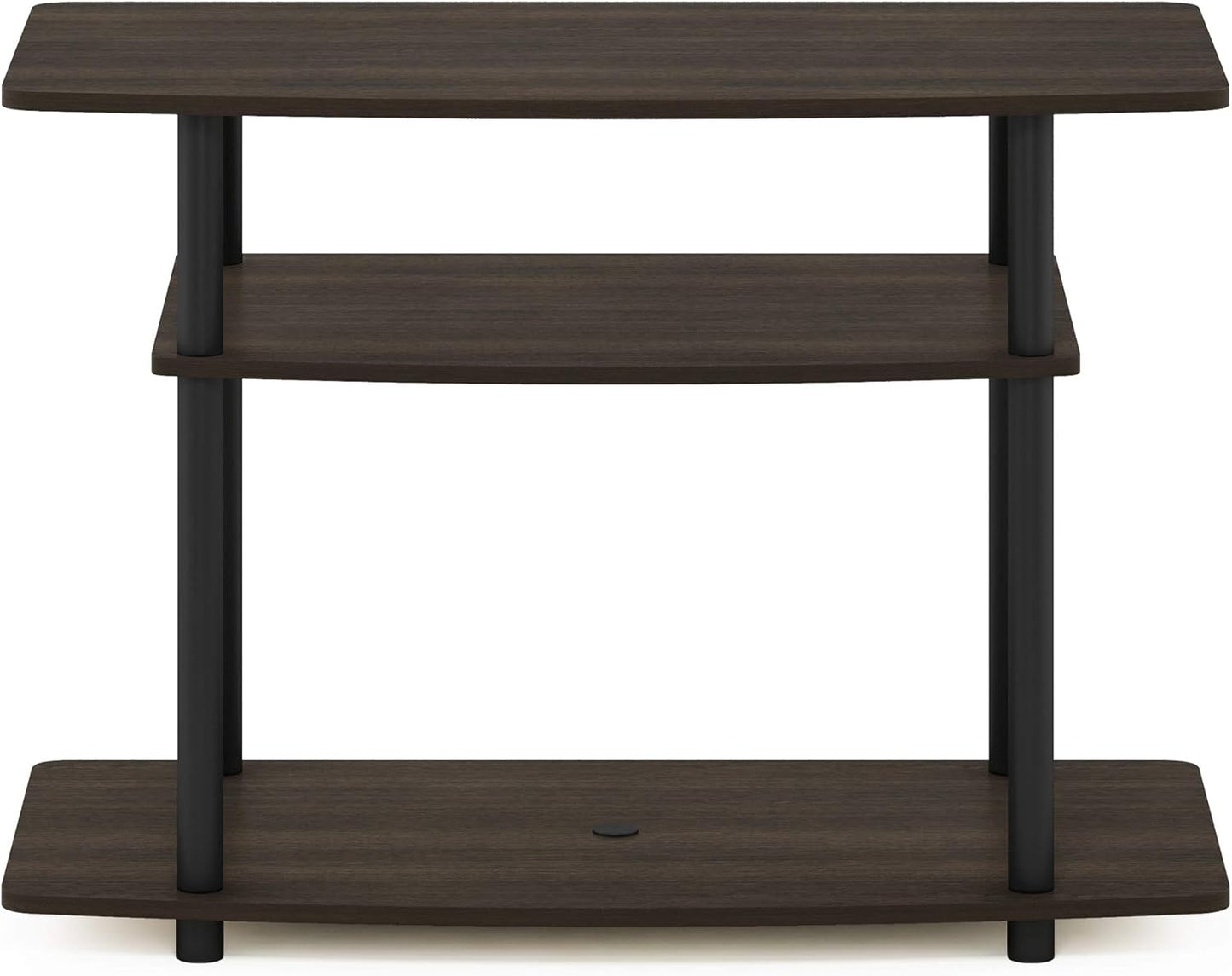 Furinno Turn-N-Tube No Tools 3-Tier Entertainment Center TV Stand for TV up to 32 Inch, Plastic Round Tubes, Dark Brown/Black