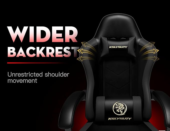 Gaming Chair for Adults with Footrest and Lumbar Support, Height Adjustable Game Chair with 360°-Swivel Seat and Headrest and for Office or Gaming (Black and Grey)