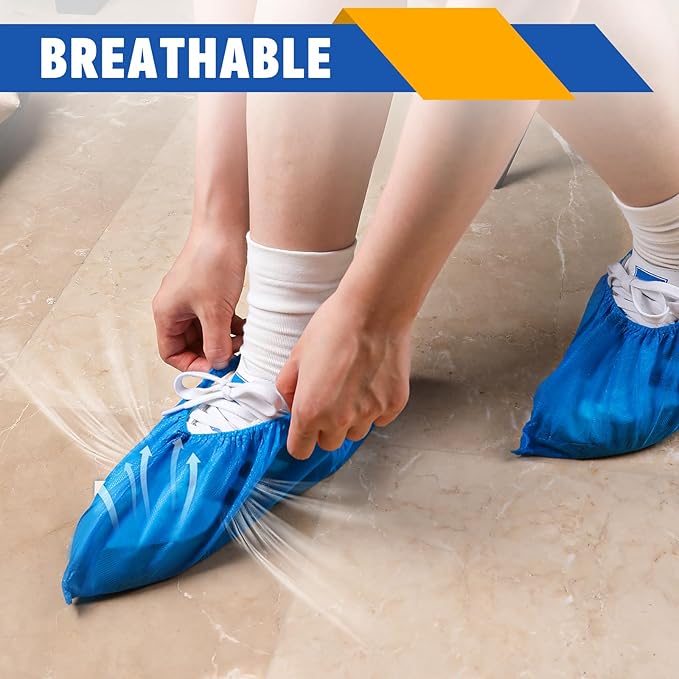 300 Pack(150 Pairs) Shoe Covers Disposable, Non-woven Fabric Shoes Covers for Indoor, Blue Durable & Reusable Disposable Boot & Shoe Covers, Larger Size Fits Various Shoes