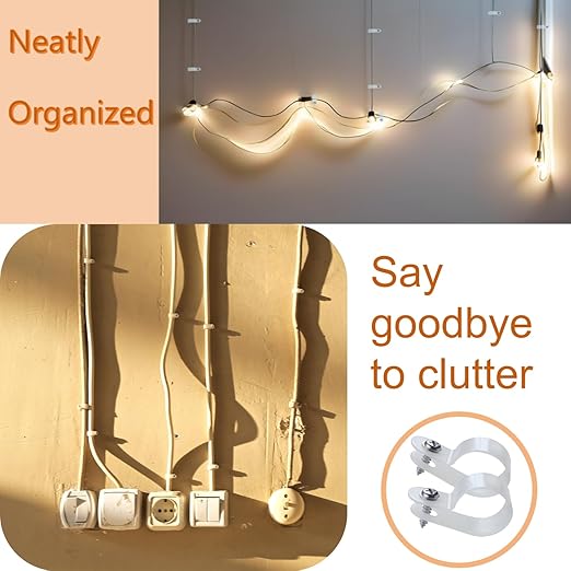 300 Pack 1/2 in Rope Light Clips p-Style Mounting Clips Plastic Cable Clamps for Wire Management (White-300p, 1/2)