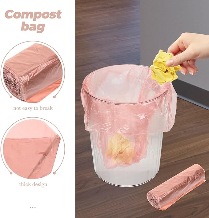 100Pcs Gold Thickened Disposable Trash Bags Large Capacity Waste Containers for Kitchen Bathroom Home Office Sanitary Refuse Bin Liners