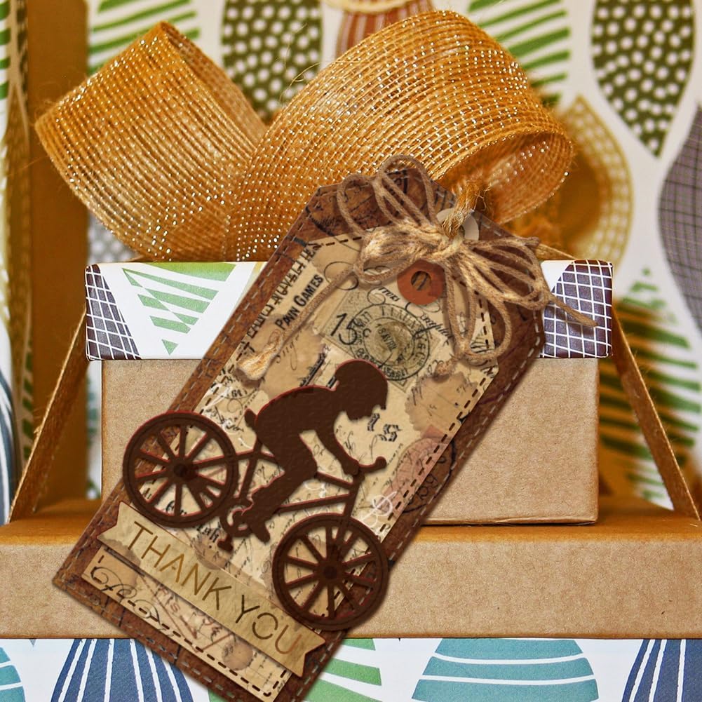 GLOBLELAND Cycling Bicycle Cutting Dies for DIY Scrapbooking Metal Cyclist Rider Cut Dies Bikes and Birds Die Cuts for Card Making Embossing Photo Album Craft Decor