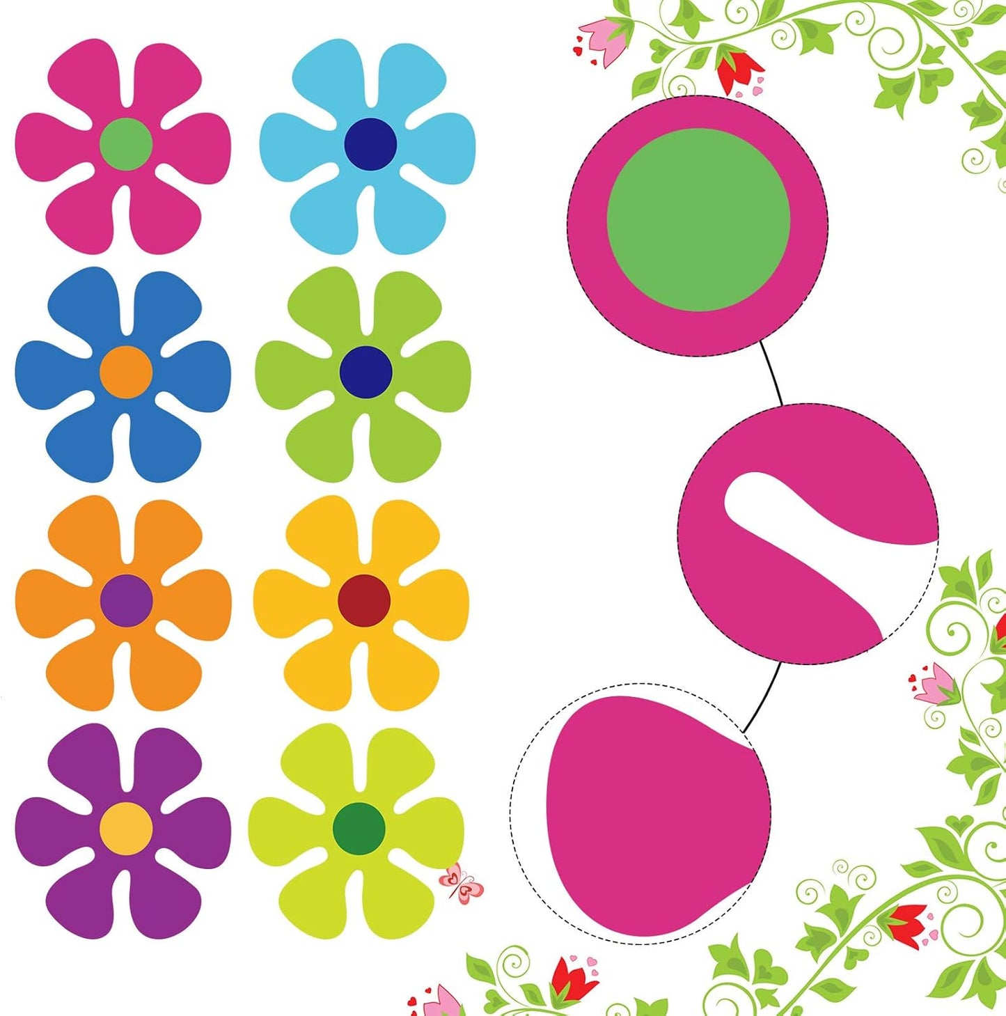 Outus Car Flower Magnet Funny Magnetic Decals Decorations Cute Fridge Magnets 60s Flower Cutout Magnet for Car Home Door Refrigerator (16 Pieces,3.9 x 3.9 Inch)