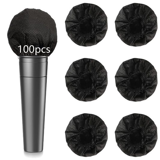 100PCS Microphone Cover Disposable Non-Woven Microphone Windscreen Protective Cap Karaoke Mic Cover for KTV Home Karaoke Bar New