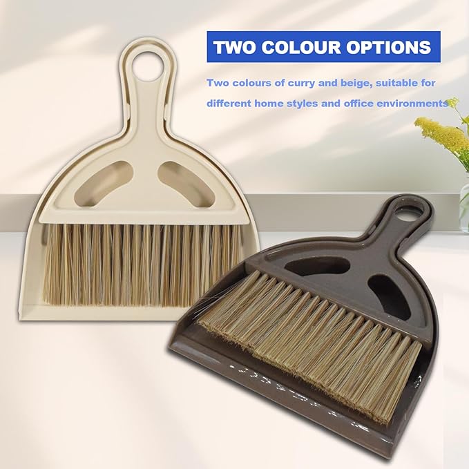 Mini Broom and Dustpan Set Hand Broom with Dustpan Portable Housekeeping Cleaning Tools for Desk,Counter,Sofa,Kitchen,Office,Nest (Coffee)