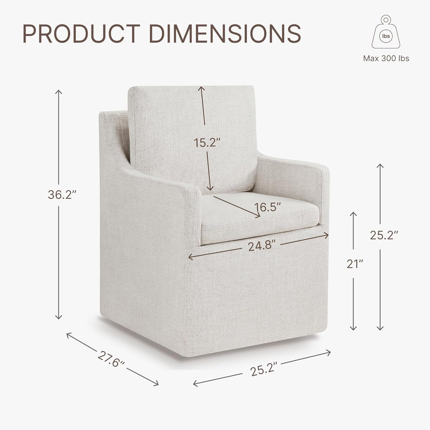 Upholstered Dining Chairs with Casters Easy Assembly Side Deskchair with Rollers for Diningroom, Living Room, Linen, 1 Box
