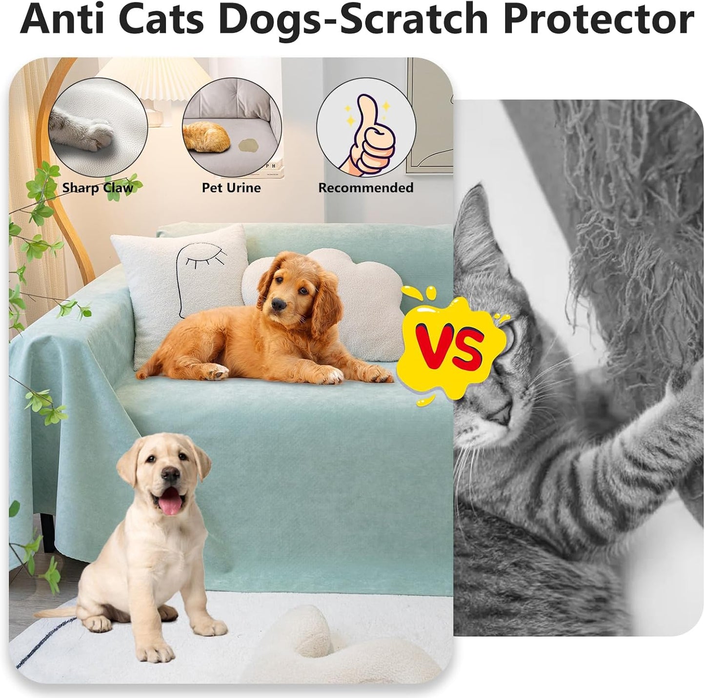 STACYPIK 100% Waterproof Sea Green Sofa Covers, Couch Cover for Sectional, Anti-Cat Scratch Furniture Protector, Washable Jacquard Sofa Cover for Dogs, Kids, Wear Resistant Sofa Slipcover-71X102IN