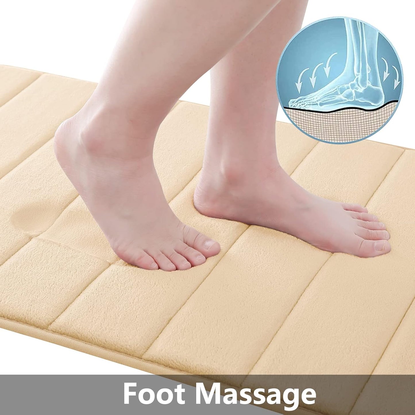 Buganda Memory Foam Bath Mat, 47" x 17", Ultra Soft and Non-Slip Bathroom Rugs, Water Absorbent and Machine Washable Bath Rug Runner for Bathroom, Shower, and Tub, Gold