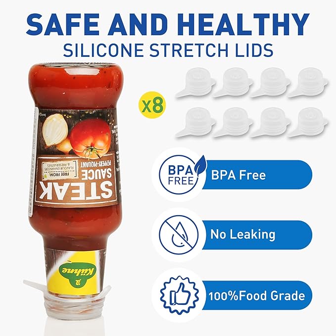 Extra Small Silicone Stretch Lids Reusable Silicone Jar Cover 3 Different Sizes Fit to 1.2 Inch to 2.4 Inch Small Jars,Food Cans,Bottles 6 Pack