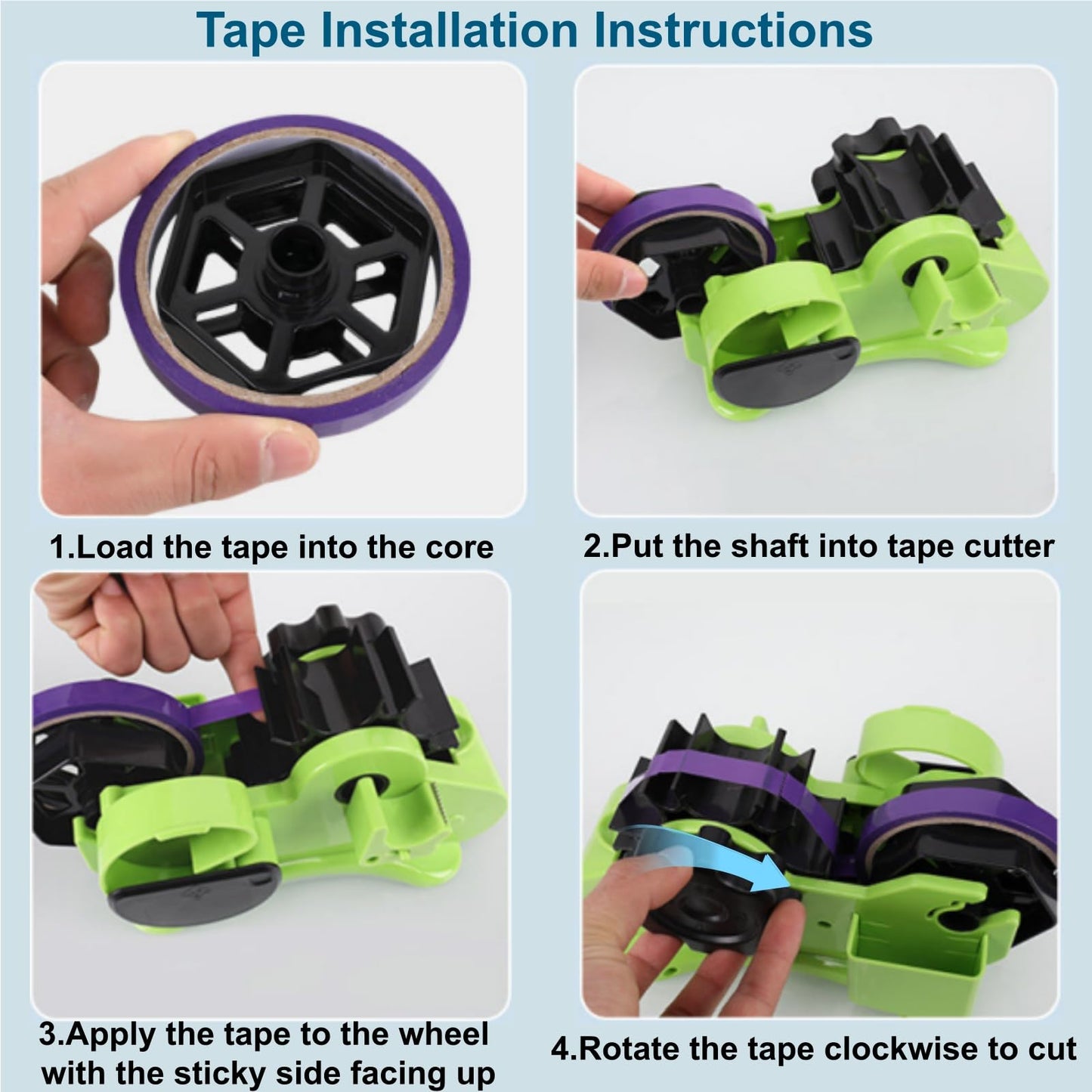 DEAYOU Multi-Roll Heat Tape Dispenser, 1" and 3" Double Reel Cores Sublimation Tape Dispenser for Pre-Cut Heat Transfer Tape, Semi-Automatic Desk Packaging Tape Dispenser with Compartment Slot, Green