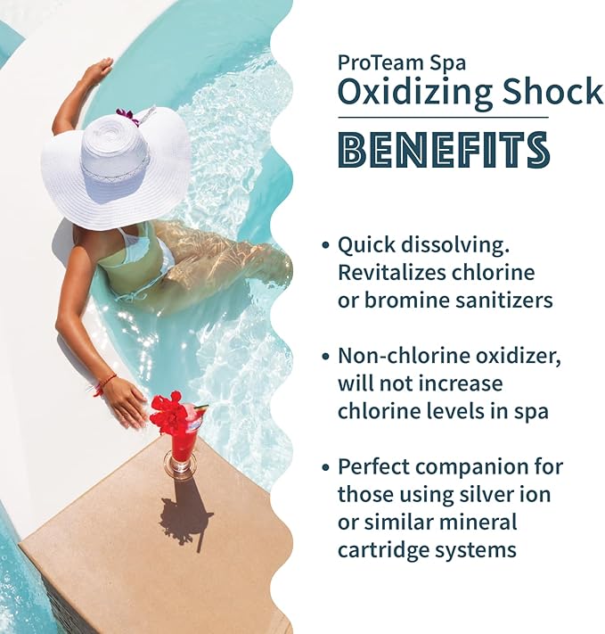 ProTeam Non-Chlorine Spa Shock for Hot Tub – Fast-Acting Oxidizing Shock Treatment, Clears Cloudy Water & Eliminates Odors – Made in USA, 2.2 lb + SplashWiz Care e-Book