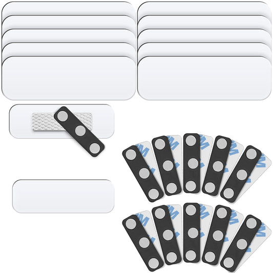 Mifflin-USA - Blank Name Tags with Magnetic Backing - 25 Pack, 1” x 3” - ID Badge Holders with 3 Strong Neodymium Magnets - Customizable & Reusable Badges with Round Corners