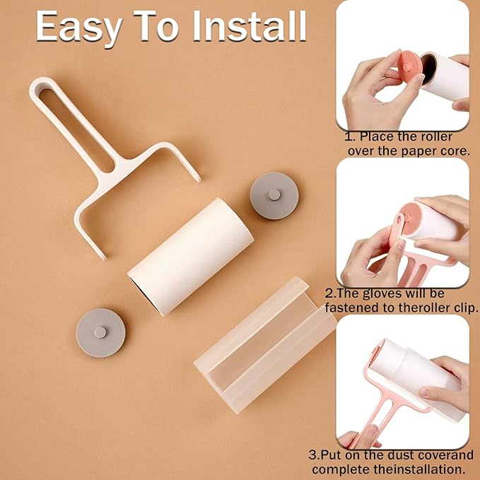 Lint Rolle 300 Sheets,Pet Hair Remover Kit,1 Handle with 5 Extra Sticky Lint Roller for Carpet,Car Seats,Clothes,Dust,Cats,Dogs (White)