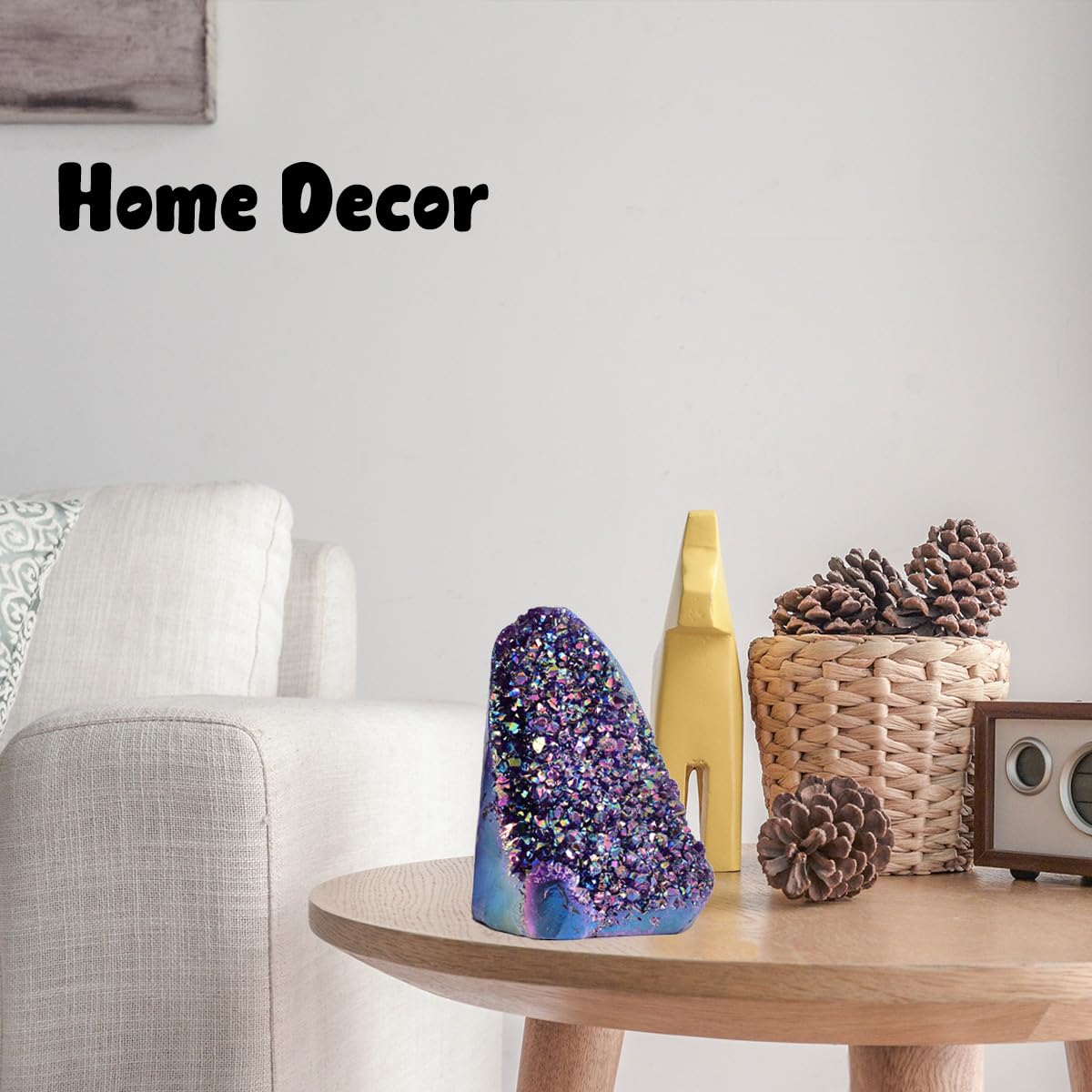 JIC Gem Rainbow Aura Titanium Coated Amethyst (0.5 lb to 1 lb) Crystal Cluster from Brazil Quartz Geode Gemstone Home Decor