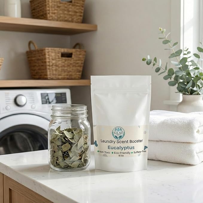 Plant-Based Laundry Scent Booster (Powder) - Eucalyptus |Invigorating, Crisp, Long-Lasting Spa Scent, No Residue | Powerful Odor Eliminator, Non-Toxic Fabric Freshener | HE Safe, 16 Oz