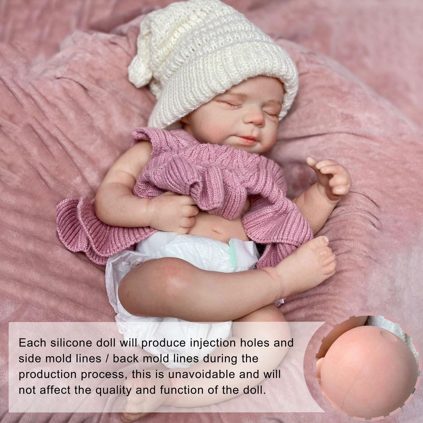 Gileutay 16inch Full Body Silicone Baby Dolls Lifelike Reborn Doll Girl Realistic Sleeping Newborn Babies Washable Hand Painted Doll for Toddler