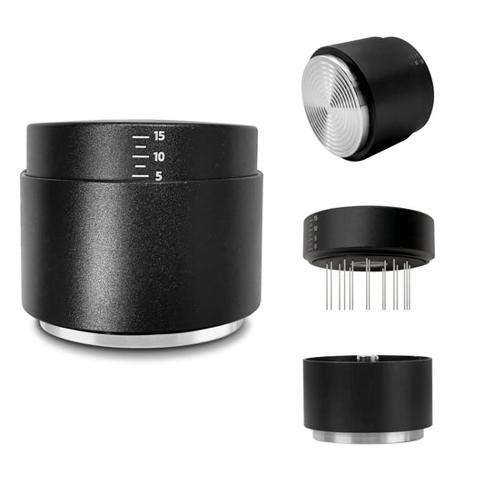 JUELICH 3-in-1 Coffee Distributor and Tamper with WDT Tool – Espresso Distribution Tool Set, Professional Espresso Accessories Kit, Fits 53mm Portafilters (53mm)