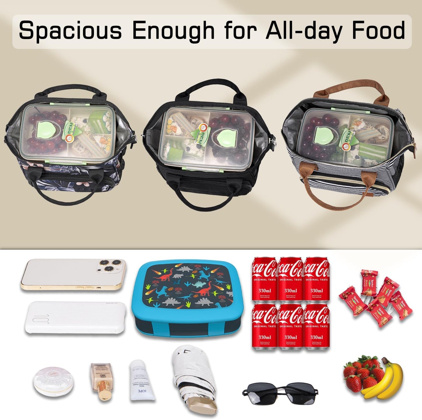 Small Lunch Bag Lightweight Insulated Lunch Box for Women Work Portable Soft Cooler for Picnic Travel Road Trips, Loncheras para Mujer, Stripes