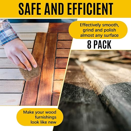 8 Pcs Fine Grade Bronze Wool Pads 0.7 Ounce Hand Pad Brass Wool Copper Soft and Reusable Bronze Pads for Polish, Smooth, Stand Strip Wood and Metals Surfaces