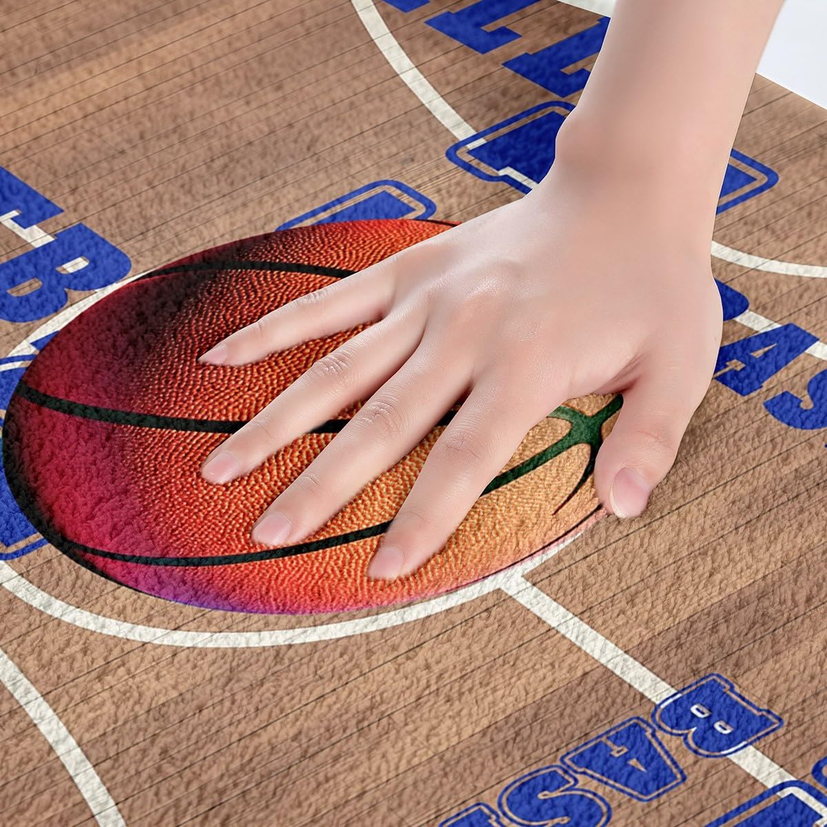 Feelyou Basketball Polyester Bath Rug Vintage Basketball Court Soft Fleece Door Carpet for Kids Boys Girls Orange Basketball Non Slip Bath Mat Ball Game Bathroom Floor Indoor Doormat,20x32 Inch