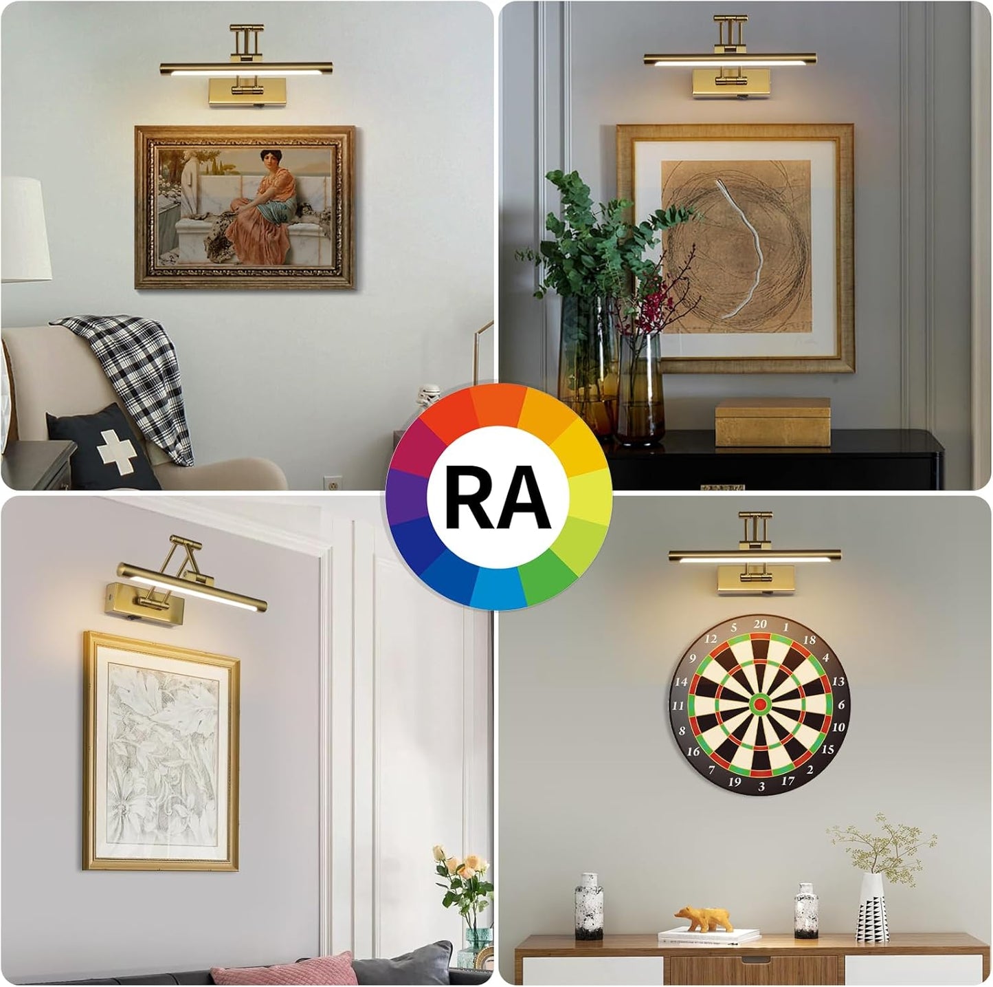 Battery Operated Picture Light with Remote,Wireless Gallery Lights Brass 12in Rechargeable Display Light with Flexible Swing Arm,Dimmable Wall Sconce for Artwork on Wall