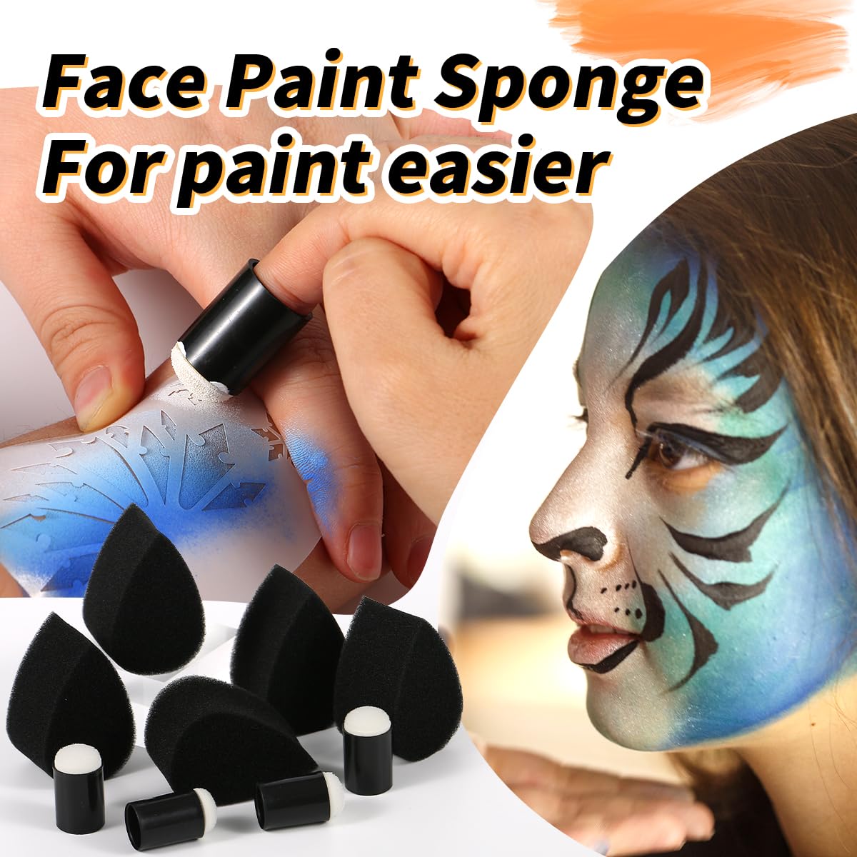 Depvision Paint Brushes Set 12 Pcs Face Painting Brushes and Sponges Set Professional Paint Brushes for Acrylic Painting Acrylic Oil Watercolor Tempera Painting Artist Paintbrush for Adult