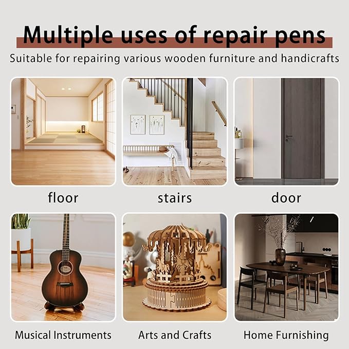 BOPOVA Furniture Markers Touch Up, Wood Floor Scratch Repair Kit, 12 Colors Markers for Scratches, Stains, Wood Floors, Tables, Desks, Cabinet, Bedpost (12 Colors)