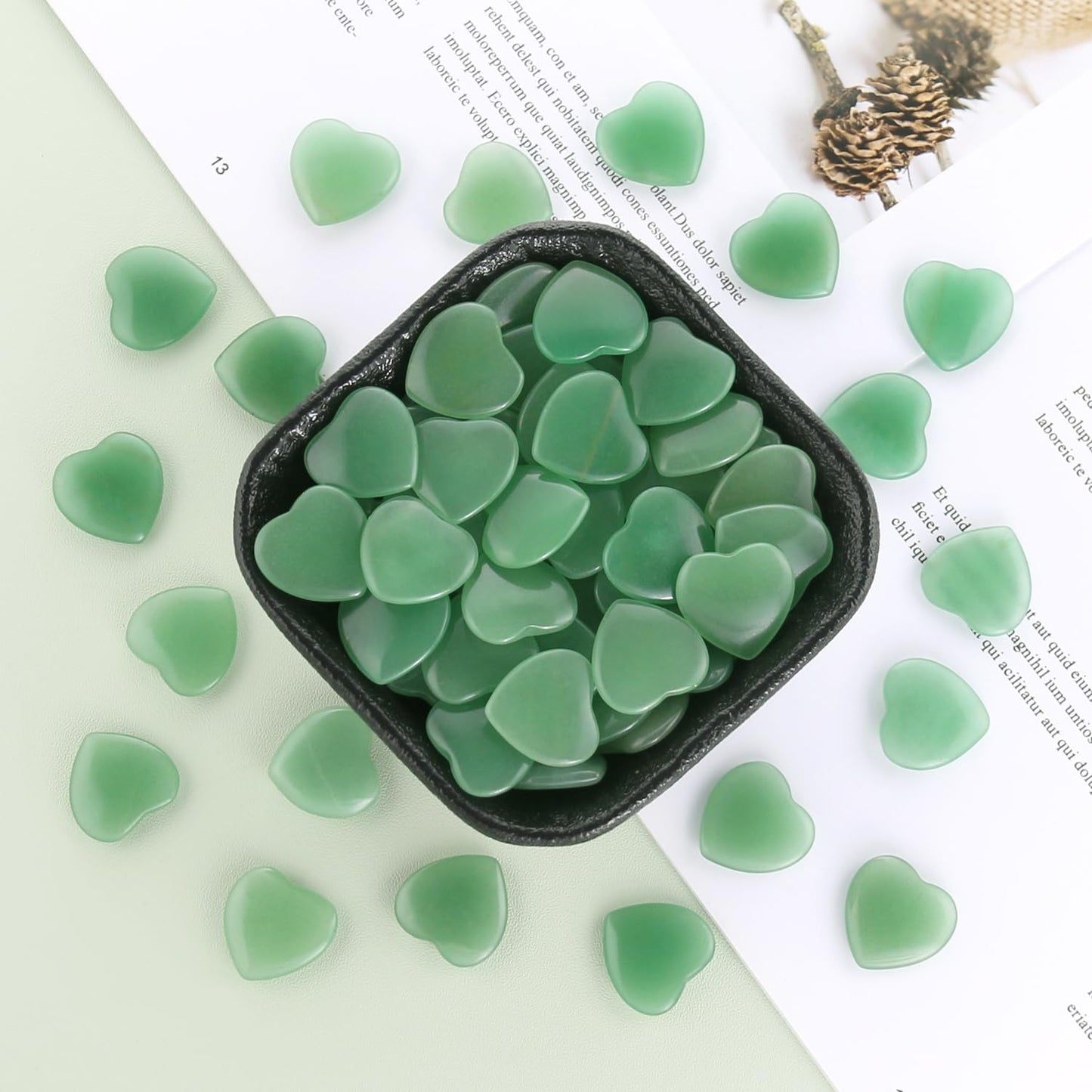 Namzi 20 Packs of Tumbled Polished Natural Green Aventurine Crystals Heart Stones, Crystals and Healing Stones Quartz Bulk for Wicca, Reiki, Healing Energy, Chakra Stones, Witchcraft Supplies