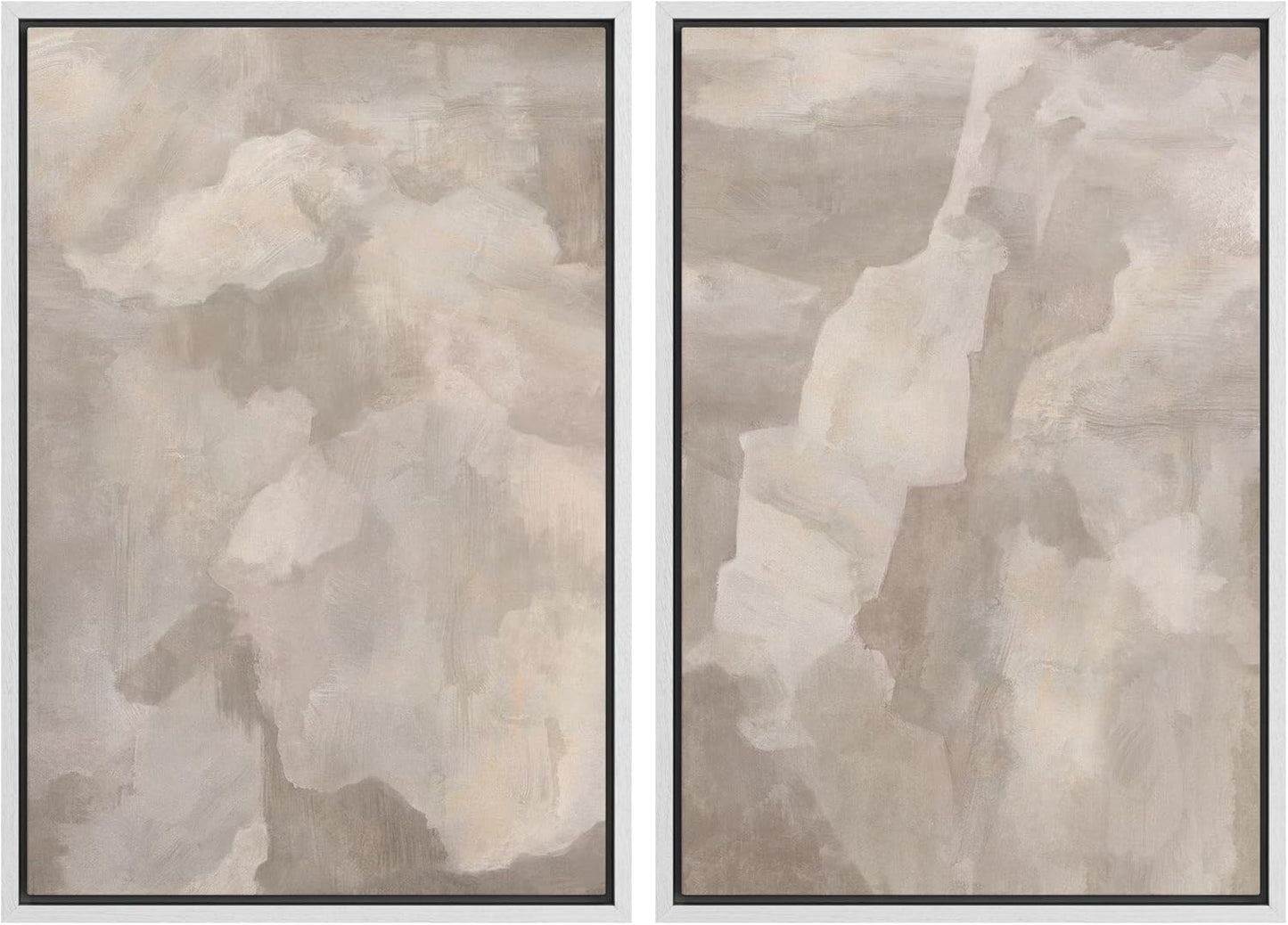 SIGNWIN Framed Canvas Print Wall Art Textured Abstract Earthy Beige Tones Illustrations Modern Art Decorative Contemporary for Living Room, Bedroom, Office - 16"x24"x2 White