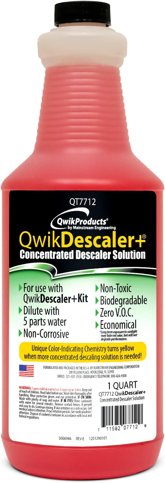 QwikDescaler + Concentrated Descaler Solution, Tankless Water Heater Descaling Solvent for Heat Exchanger, Quickly Dissolves Scale, Lime, Tarnish and Deposits, 1 Quart