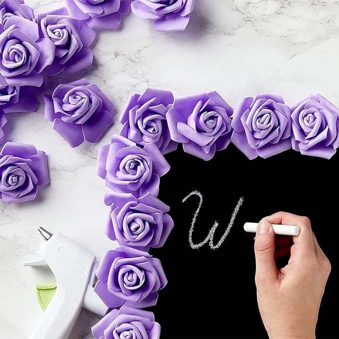 Juvale Stemless Artificial Roses - Durable Plastic Roses for Wedding Decor - for Centerpiece Table Decorations - Realistic Artificial Flowers for Maintenance-Free Use - Purple, Pack of 100