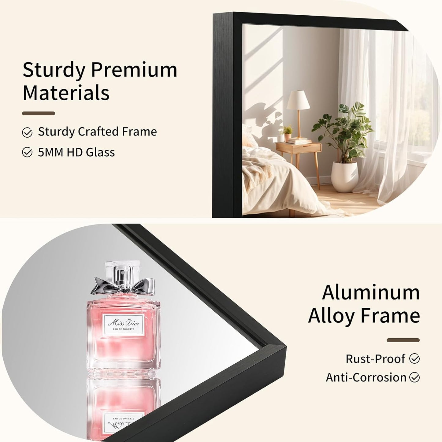 Matte Black Mirror, 24x36 Inch Aluminum Framed Rectangle Mirror, Anti-Rust, Tempered Glass, Square Corner Wall Mirror for Over Sink, Vanity, Bedroom, Entryway, Horizontal/Vertical