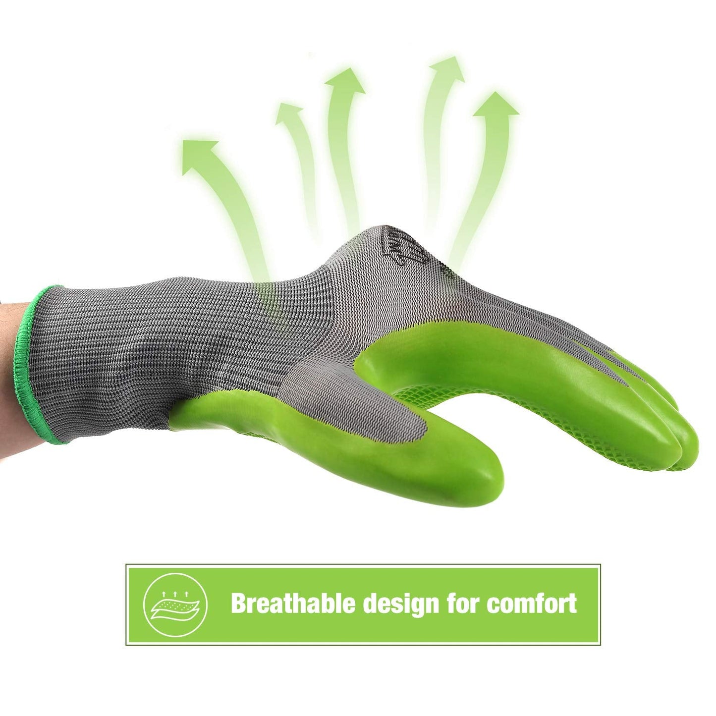 WORKPRO 6 Pairs Garden Gloves, Work Glove with Eco Latex Palm Coated, Gardening Glove, Working Gloves for Weeding, Digging, Raking, and Pruning (Large)