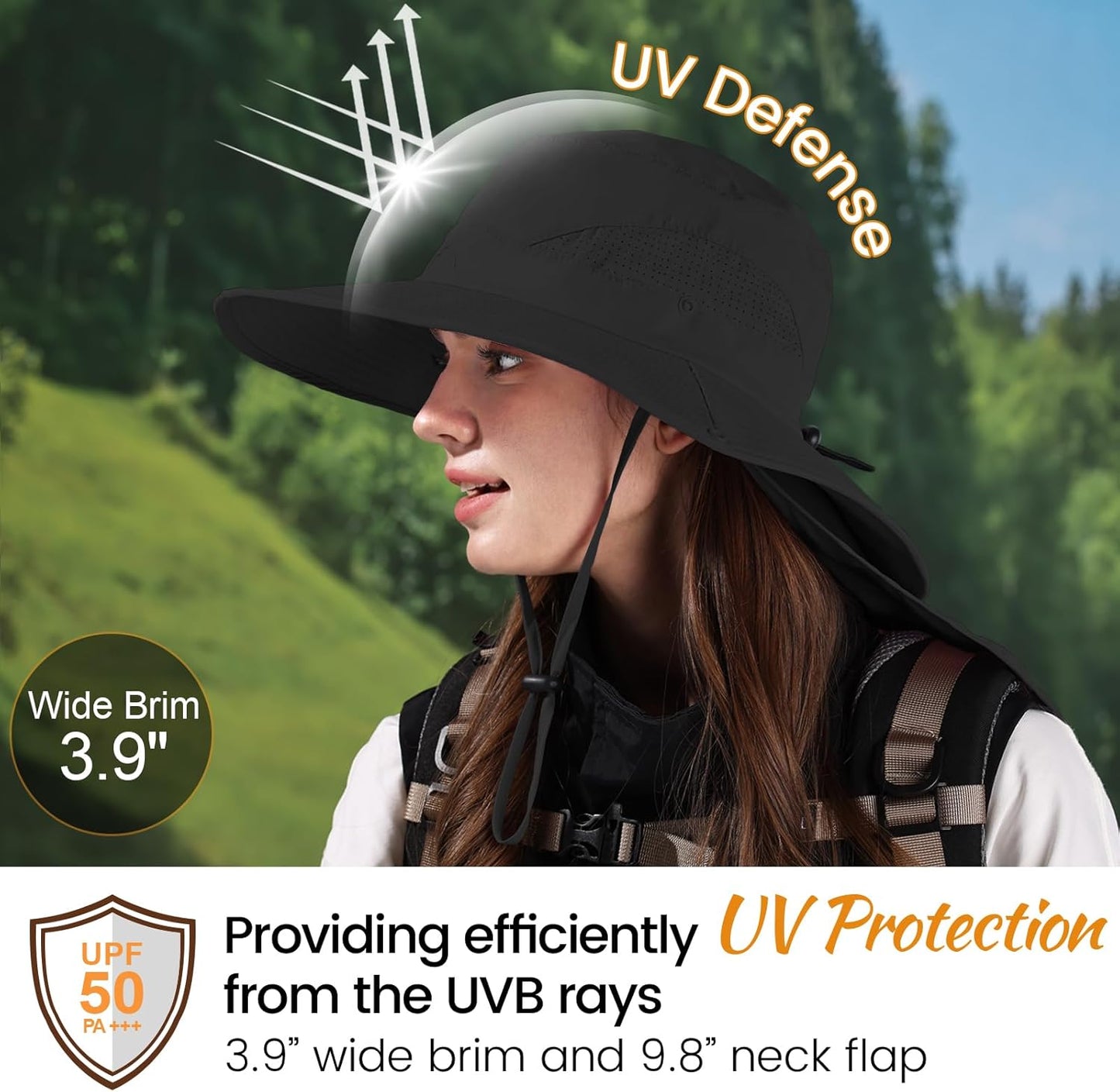 ZOORON Sun Hat for Men Women Fishing Hat with Neck Flap Wide Brim Bucket Hat UV Protection for Beach Camping Hiking