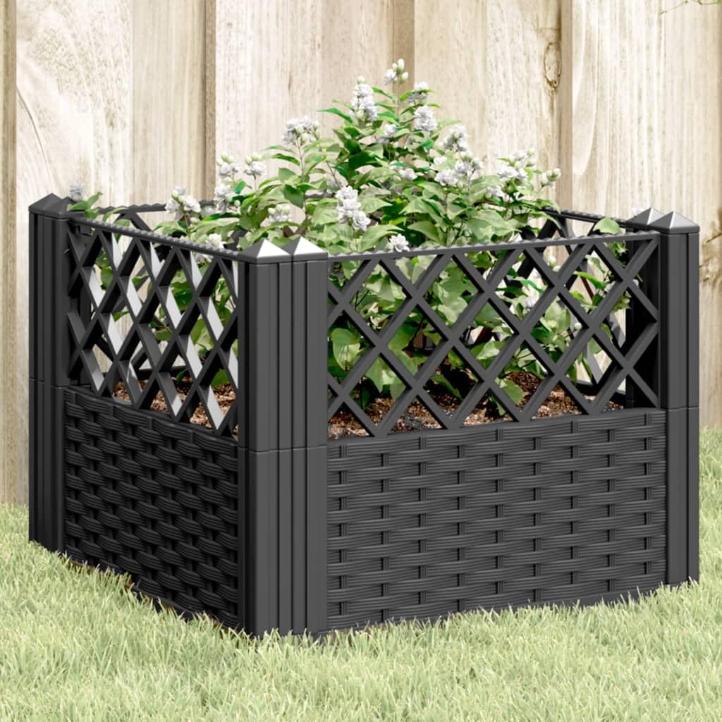 Xolmizyn Modular Garden Planter 17.1 Inch Square Basketweave Flower Pot for Outdoor Terrace Patio Deck Balcony Plants Vegetables Herbs Durable Polypropylene Black