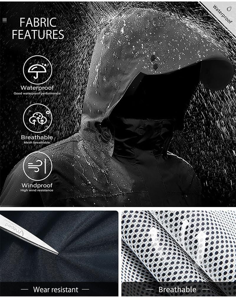 iCreek Rain Suit Waterproof Jacket with Pants 2 Pieces Breathable Lightweight Packable Raincoat with Hooded Rain Gear Unisex